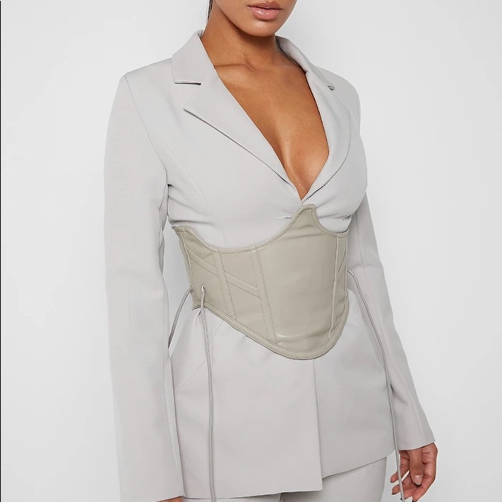 Maniere De Voir blazer with vegan leather corset